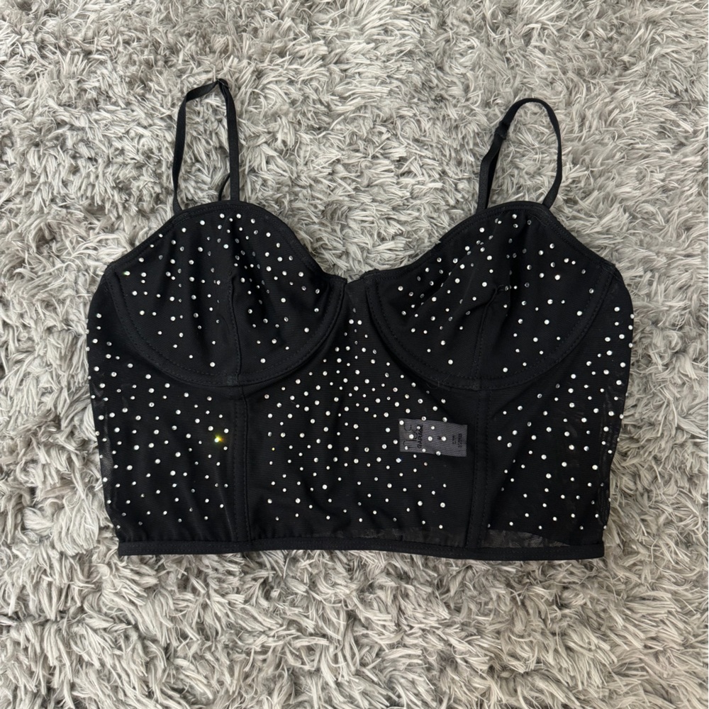 Garage Black Studded Crop Top